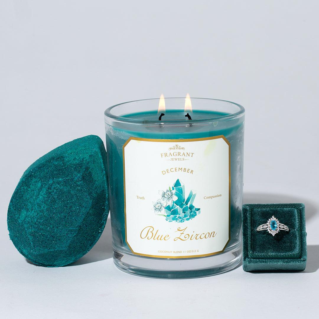 Blue Zircon - December Birthstone Collection - Candle and Bath Bomb Set