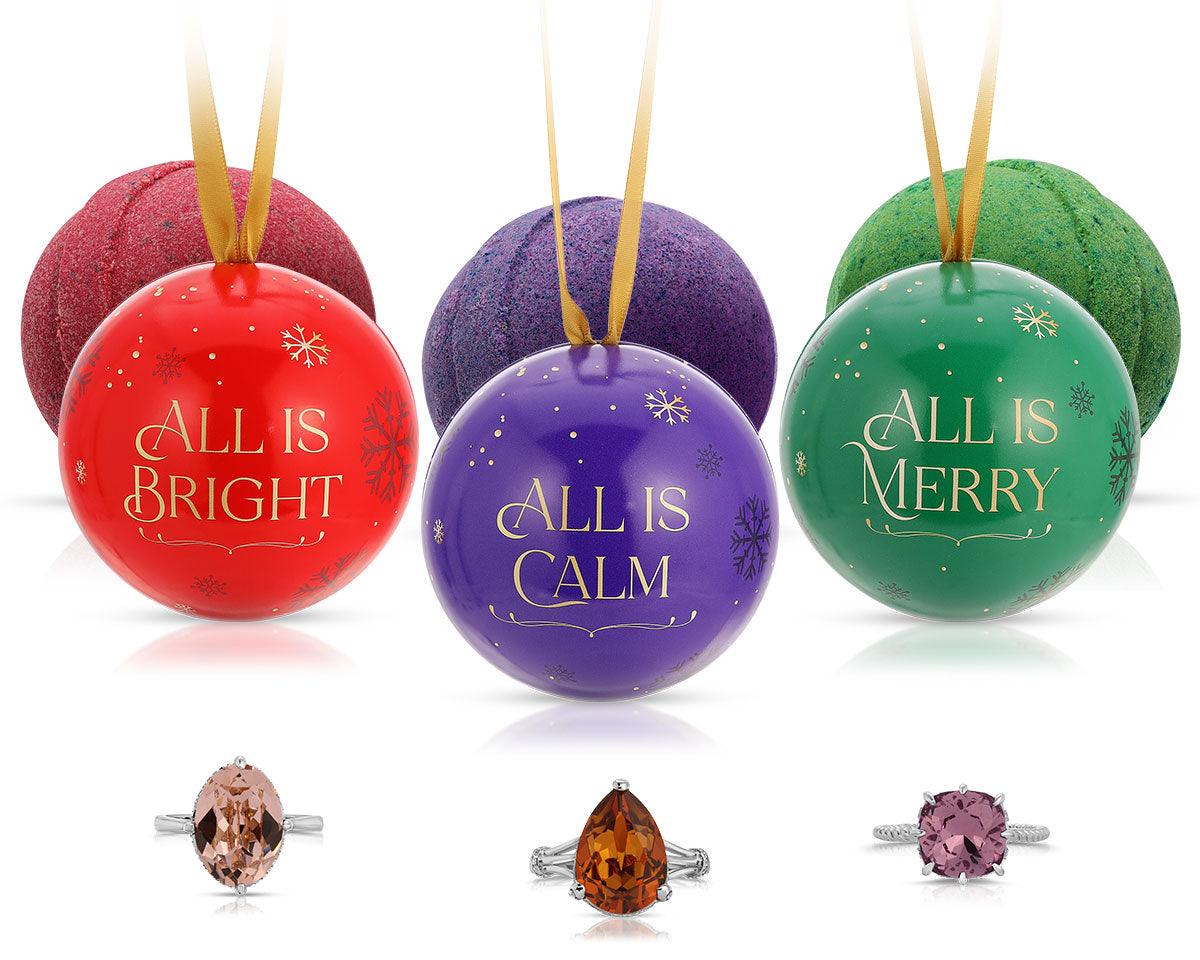 Holiday Satin Collection - Bath Bomb Ornament Trio