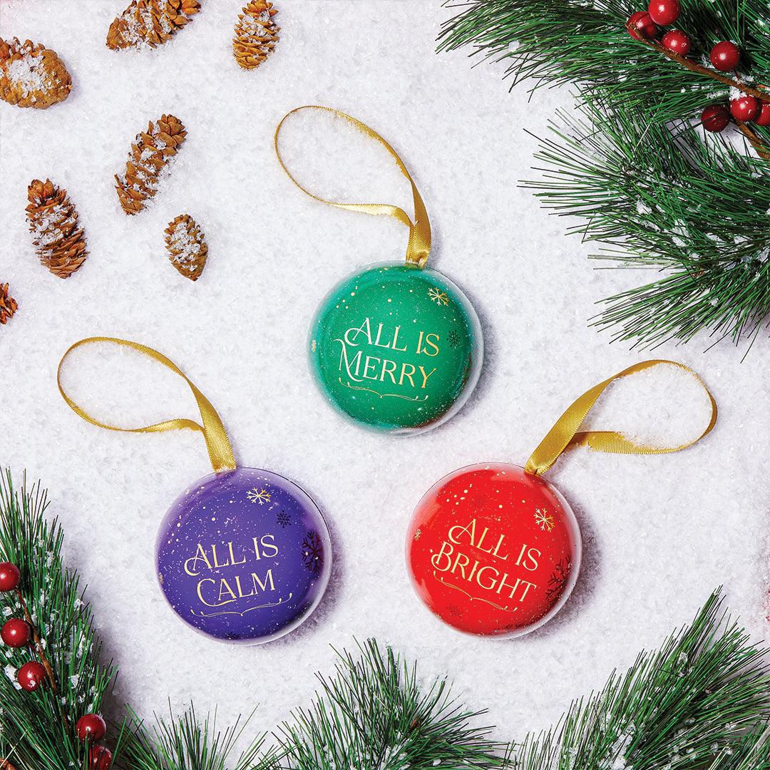 Holiday Satin Collection - Bath Bomb Ornament Trio