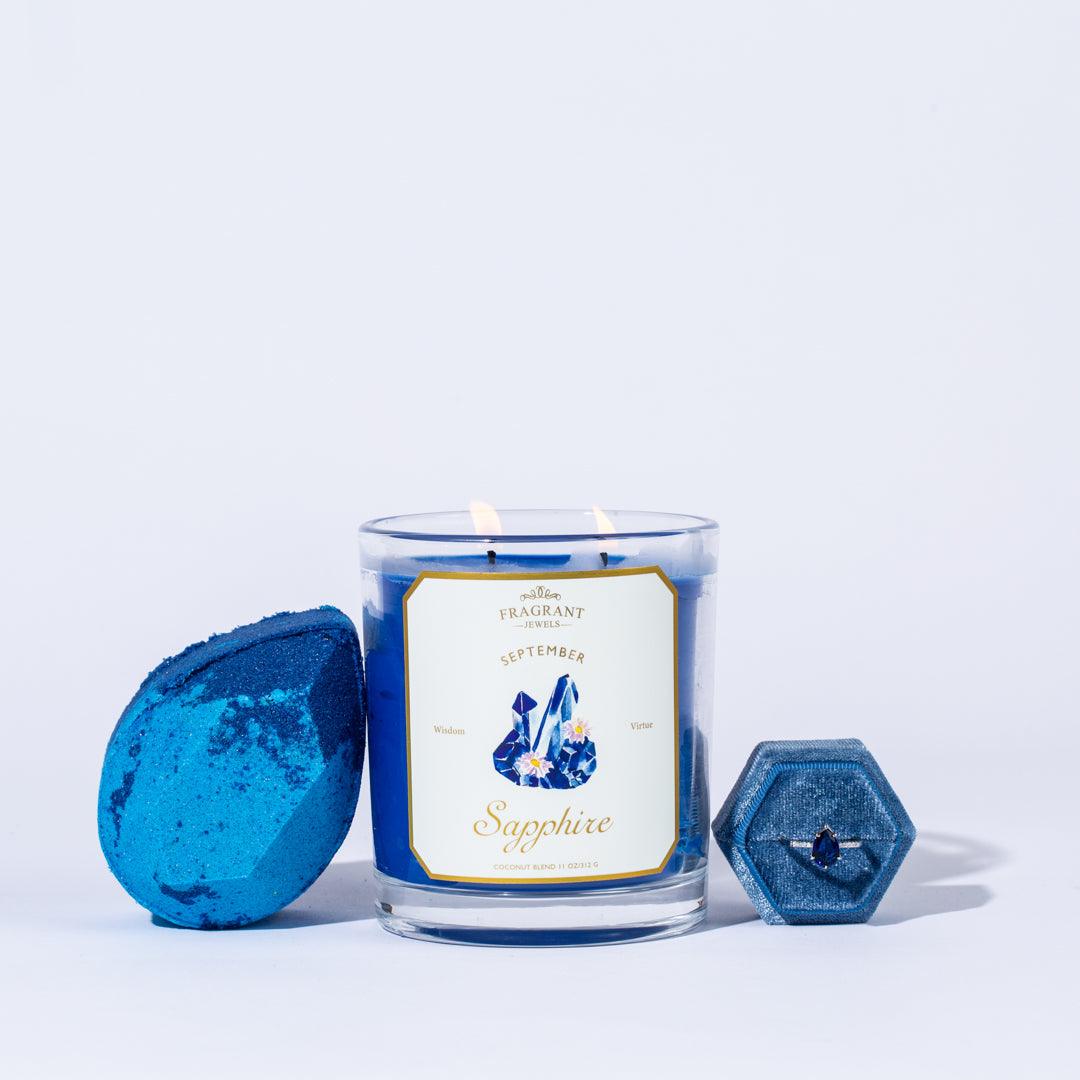 Sapphire - September Birthstone Collection - Candle and Bath Bomb Set