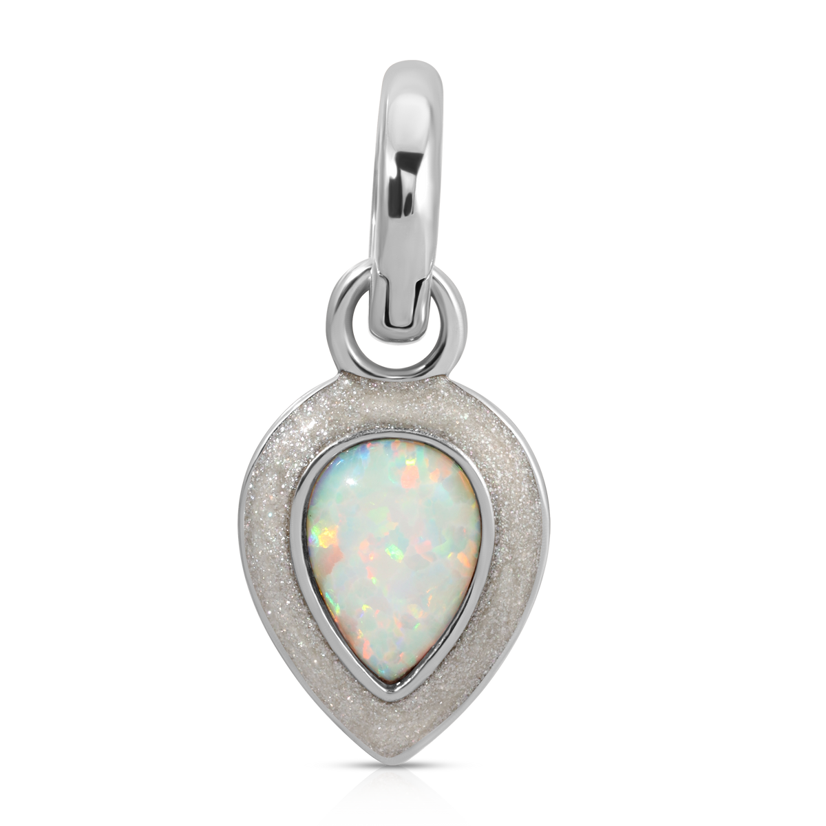 October Opal Birthstone Charm - Pear