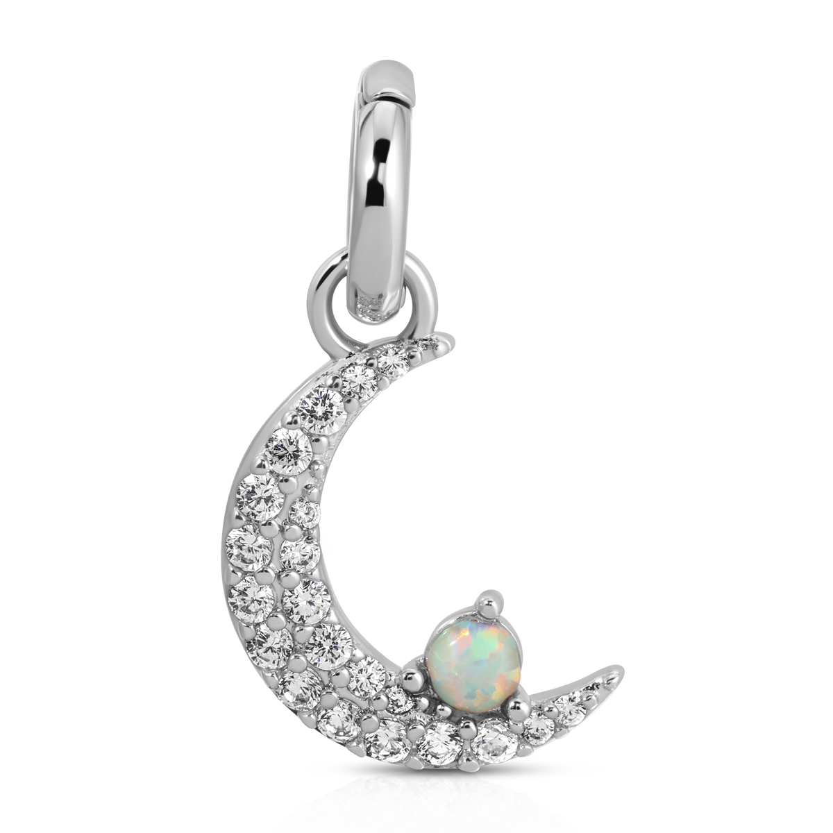 October Opal Birthstone Charm - Moon
