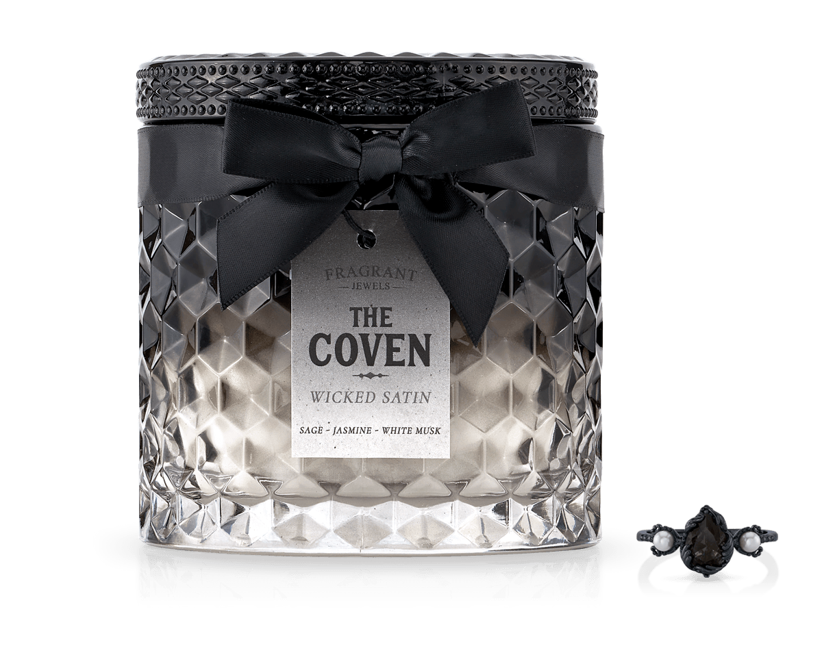 The Coven Premium Scented Candle with Sterling Silver Rings