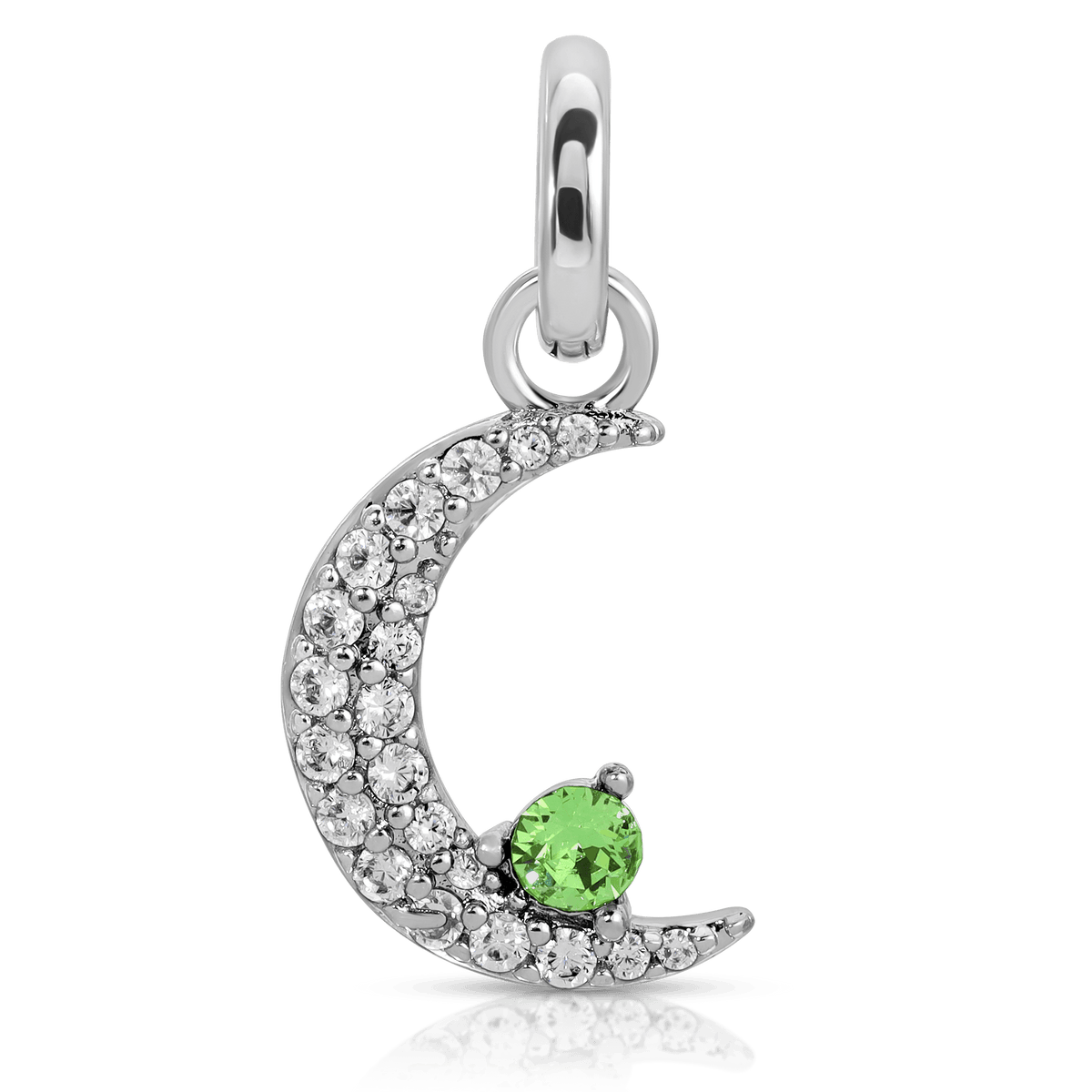 August Peridot Birthstone Charm - Moon