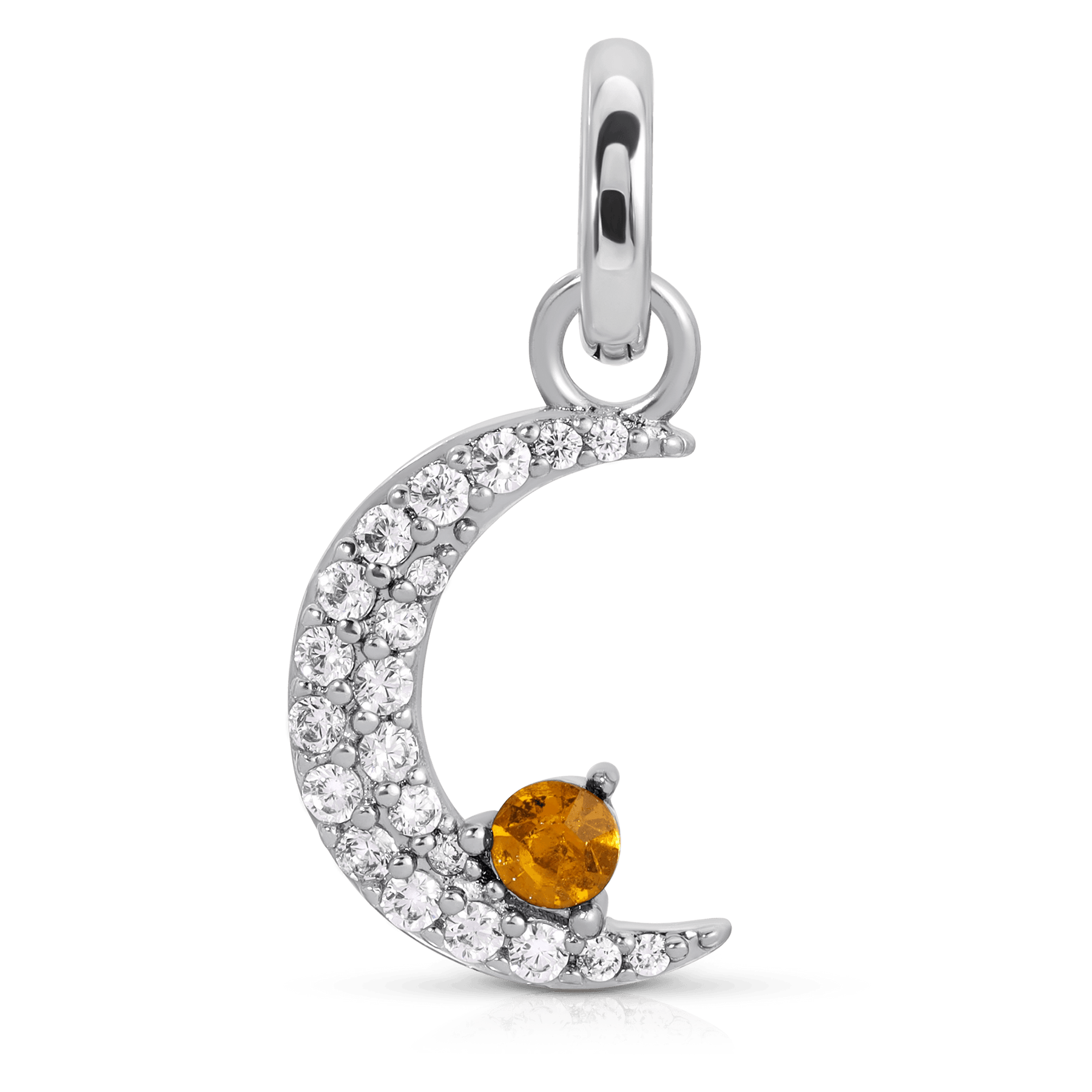 November Topaz Birthstone Charm - Moon