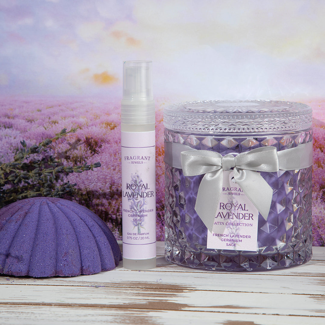 Royal Lavender - Satin Collection - Candle and Bath Bomb Set