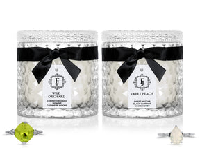 Sweet Peach + Wild Orchard - Black Satin Collection - Jewel Candle Duo