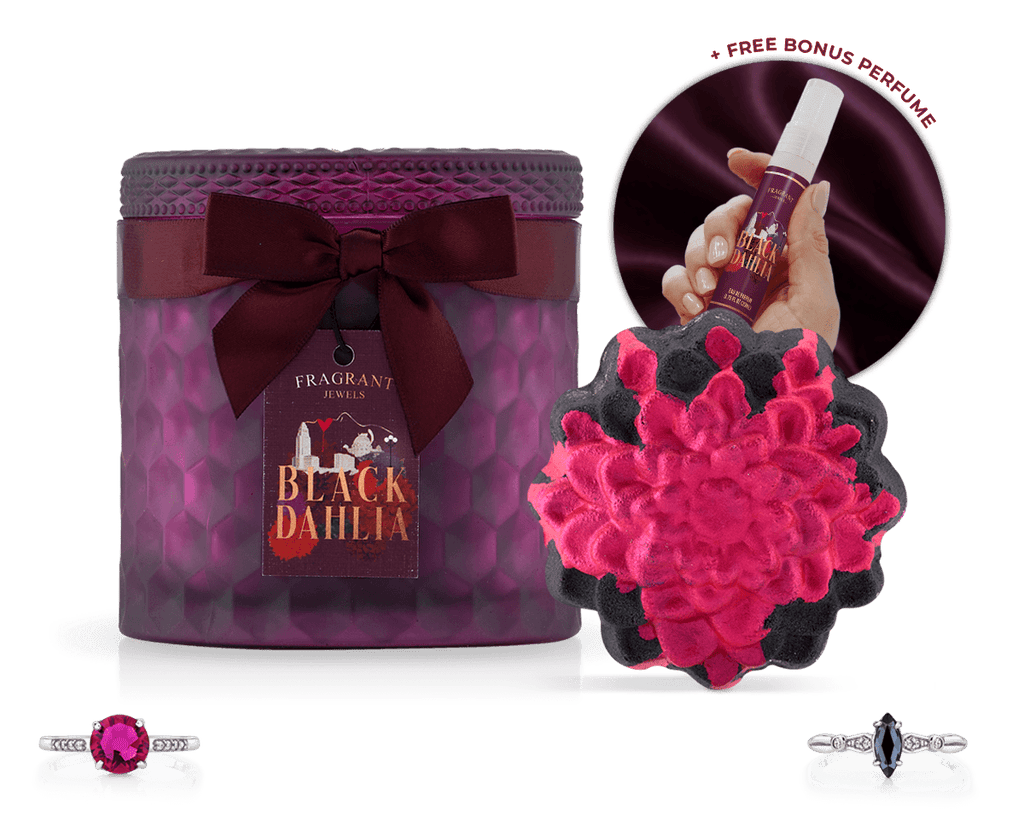 Black Dahlia Candle Bath Bomb Set Sterling Silver Ring