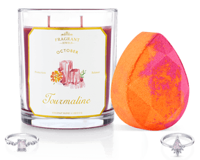 Tourmaline - October Birthstone Collection - Candle and Bath Bomb Set